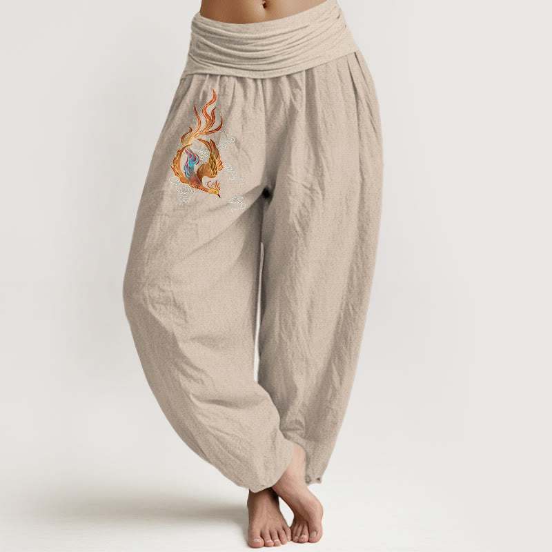 Pantaloni harem con elastico in vita e motivo a nuvola di buon auspicio in puro cotone da donna Buddha Stones - Abbronzatura - US16, UK/AU20, EU48 (3XL) - image 11