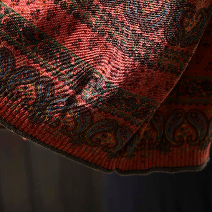 Maglione da donna in cotone con scollo rotondo, manica lunga, motivo floreale autunnale con motivo Buddha Stones Plant e tasca - image 11