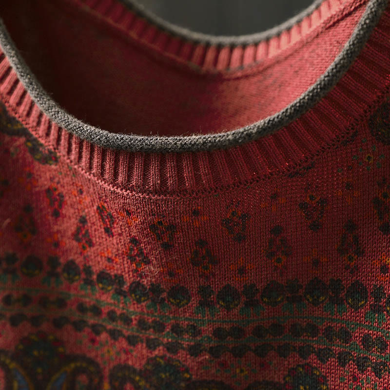 Maglione da donna in cotone con scollo rotondo, manica lunga, motivo floreale autunnale con motivo Buddha Stones Plant e tasca - image 6