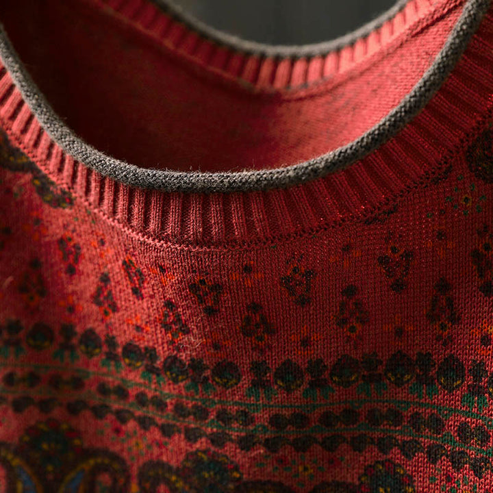 Maglione da donna in cotone con scollo rotondo, manica lunga, motivo floreale autunnale con motivo Buddha Stones Plant e tasca - image 6