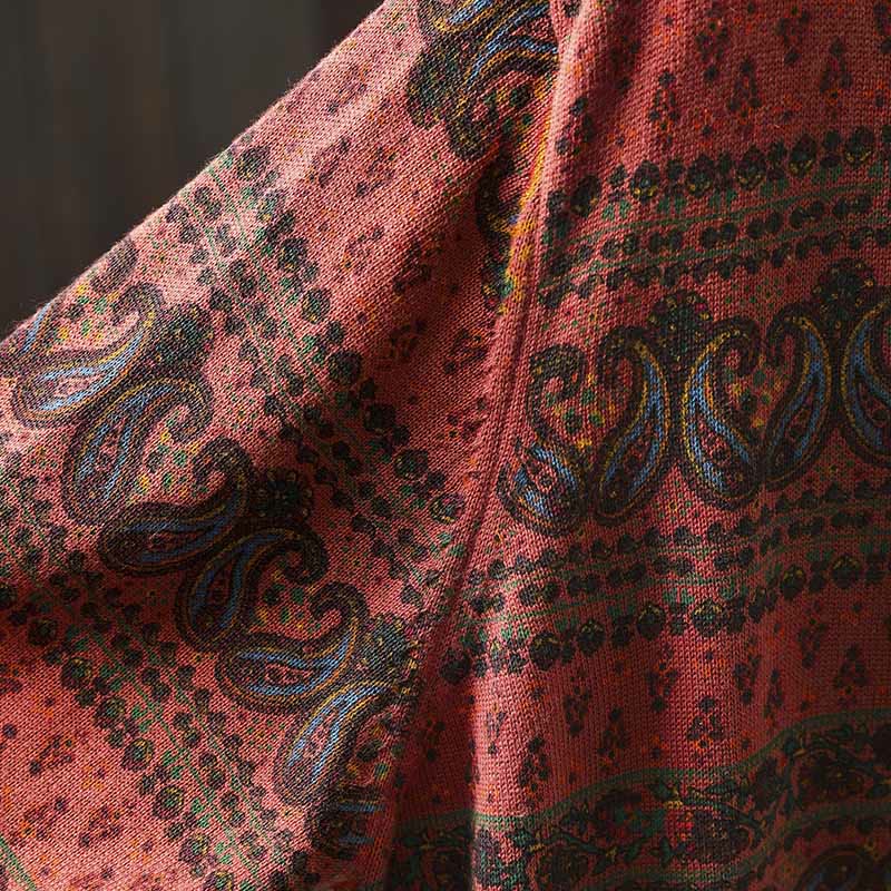 Maglione da donna in cotone con scollo rotondo, manica lunga, motivo floreale autunnale con motivo Buddha Stones Plant e tasca - image 9