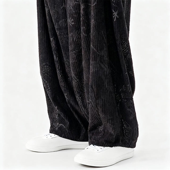 Pantaloni harem da uomo in velluto a coste di cotone con motivo drago fenice invernale Buddha Stones con tasche - image 41