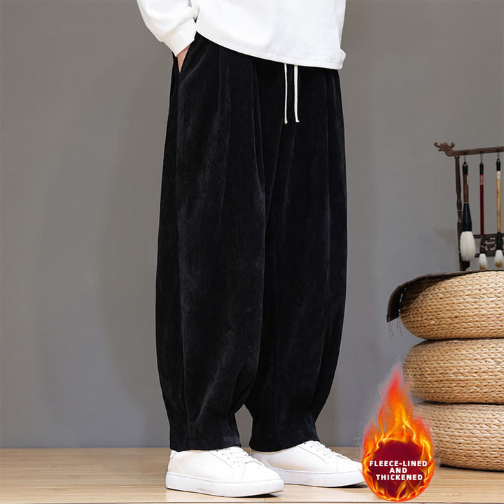 Pantaloni da uomo in puro cotone invernale con fodera in pile spesso e tasche , Buddha Stones - image 28