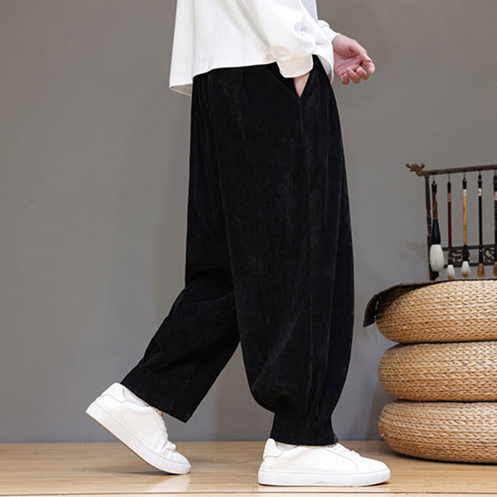 Pantaloni da uomo in puro cotone invernale con fodera in pile spesso e tasche , Buddha Stones - image 13