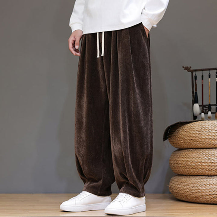 Pantaloni da uomo in puro cotone invernale con fodera in pile spesso e tasche , Buddha Stones - image 17