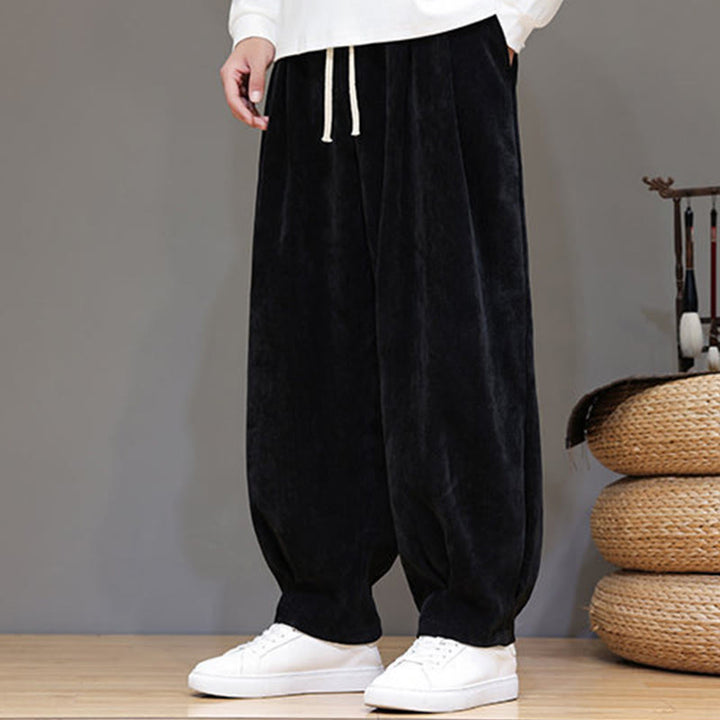 Pantaloni da uomo in puro cotone invernale con fodera in pile spesso e tasche , Buddha Stones - image 9