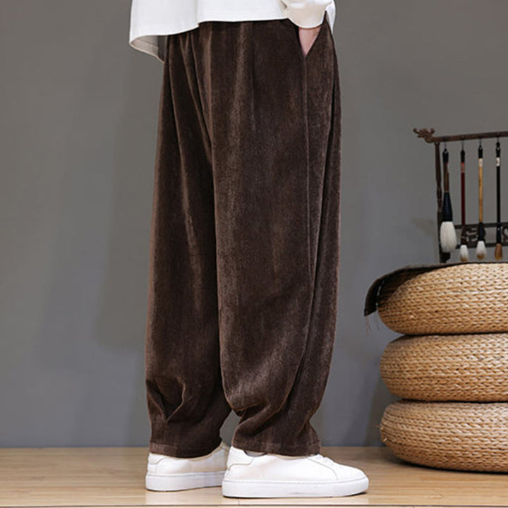 Pantaloni da uomo in puro cotone invernale con fodera in pile spesso e tasche , Buddha Stones - image 20