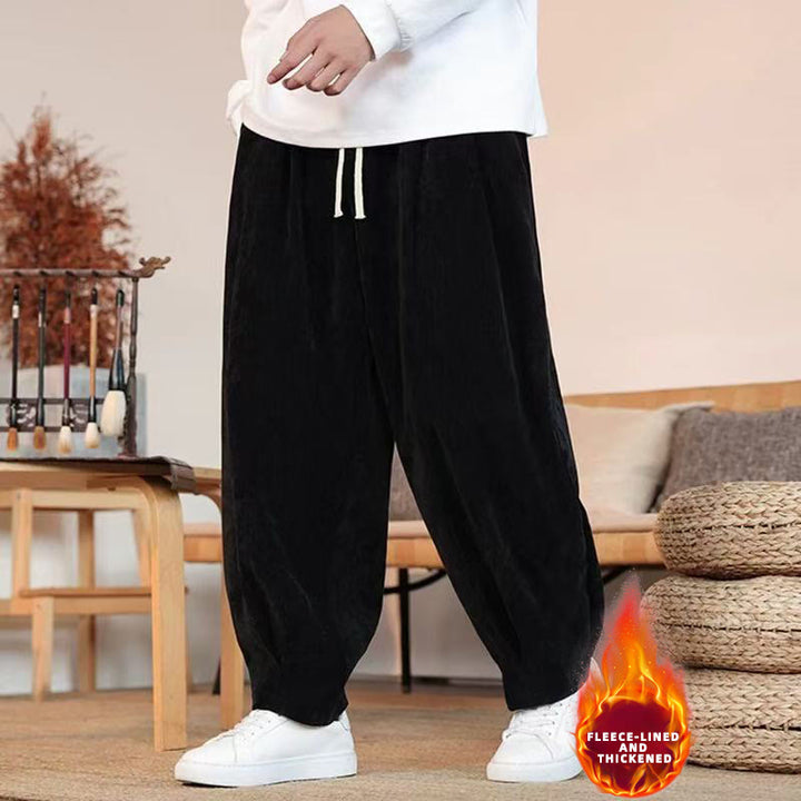 Pantaloni da uomo in puro cotone invernale con fodera in pile spesso e tasche , Buddha Stones - Nero (foderato in pile) - US/UK/AU46, EU56 (5XL) - image 27