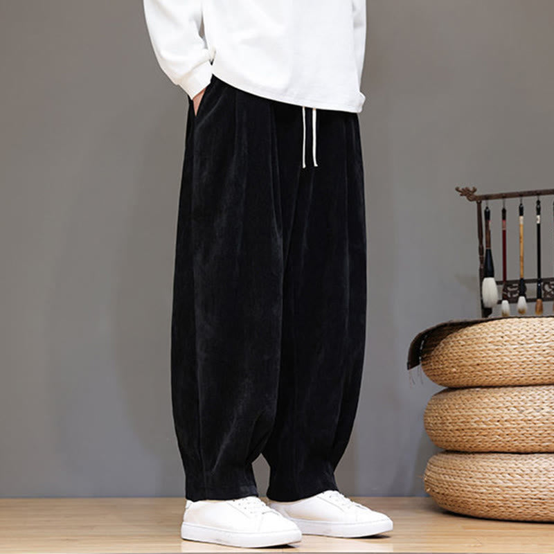 Pantaloni da uomo in puro cotone invernale con fodera in pile spesso e tasche , Buddha Stones - Nero - US/UK/AU46, EU56 (5XL) - image 8