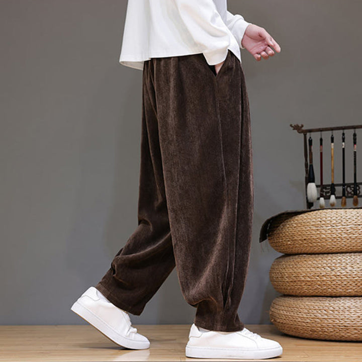 Pantaloni da uomo in puro cotone invernale con fodera in pile spesso e tasche , Buddha Stones - image 22