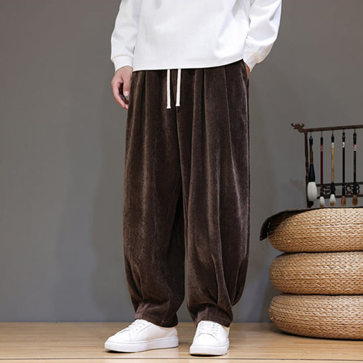 Pantaloni da uomo in puro cotone invernale con fodera in pile spesso e tasche , Buddha Stones - image 19