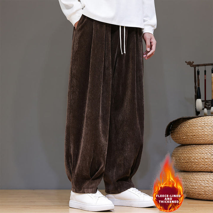 Pantaloni da uomo in puro cotone invernale con fodera in pile spesso e tasche , Buddha Stones - image 31