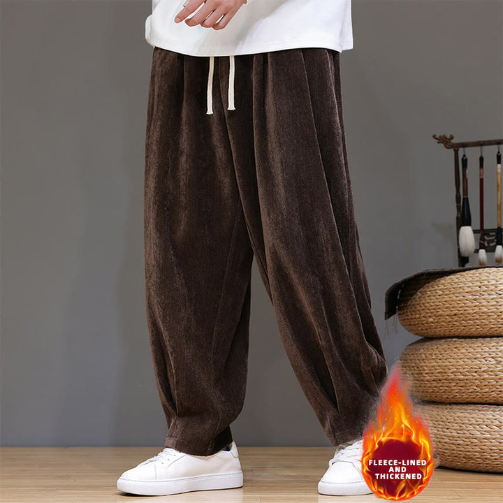 Pantaloni da uomo in puro cotone invernale con fodera in pile spesso e tasche , Buddha Stones - image 30