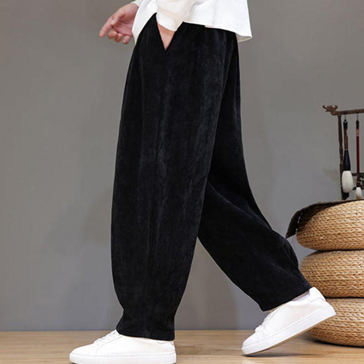 Pantaloni da uomo in puro cotone invernale con fodera in pile spesso e tasche , Buddha Stones - image 12