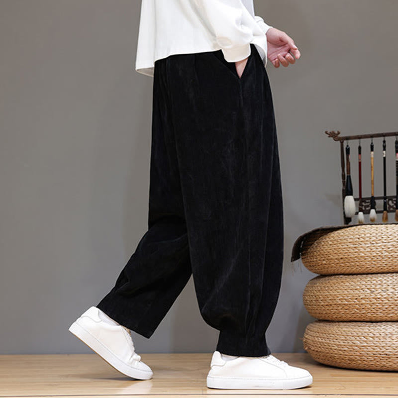 Pantaloni da uomo in puro cotone invernale con fodera in pile spesso e tasche , Buddha Stones - image 13