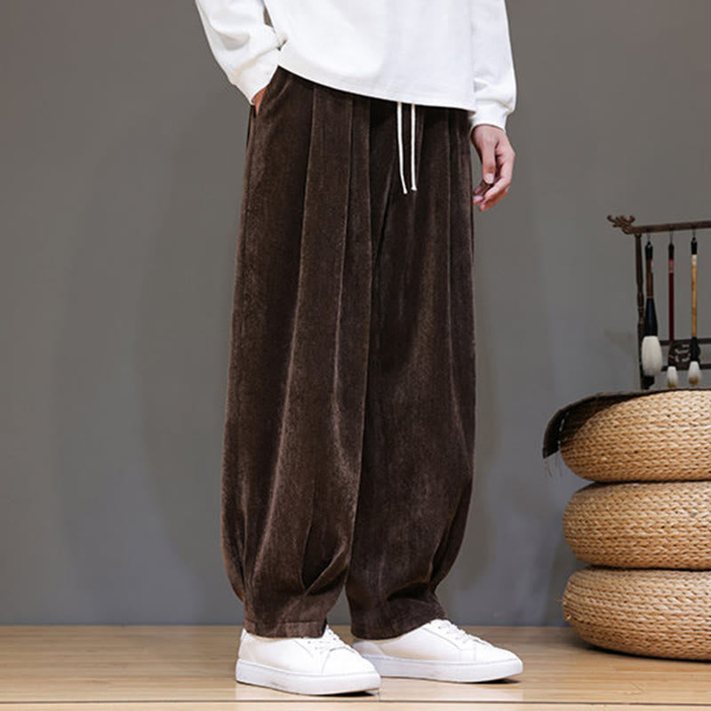 Pantaloni da uomo in puro cotone invernale con fodera in pile spesso e tasche , Buddha Stones - Marrone sella - US/UK/AU46, EU56 (5XL) - image 16