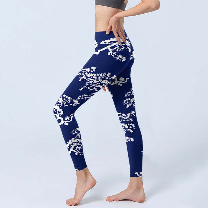 Leggings da palestra con stampa Buddha Stones Pine Tree Silhouette Pattern, pantaloni da yoga da donna - image 2