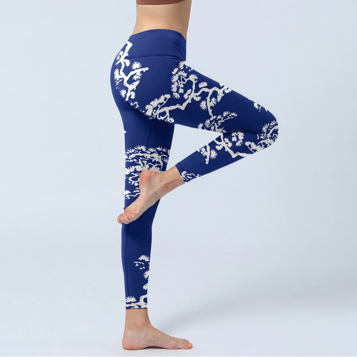 Leggings da palestra con stampa Buddha Stones Pine Tree Silhouette Pattern, pantaloni da yoga da donna - image 4