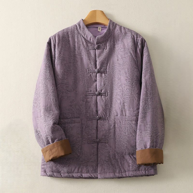 Giacca da donna in cotone a maniche lunghe con tasche e design a bottoni a rana, Buddha Stones - Orchidea media - US8-10, UK/AU12-14, EU40-42 (XL) - image 0