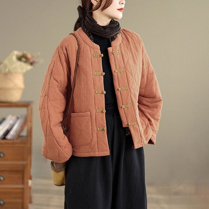 Giacca da donna Buddha Stones Tai Chi Zen a maniche lunghe, imbottita in cotone, con tasche - Corallo - US14, UK/AU18, EU46 (2XL) - image 0