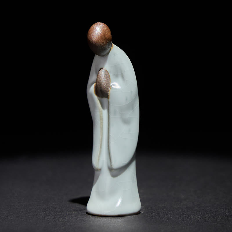 Statua in ceramica del monaco da meditazione, Buddha Stones, decorazione per la casa della serenità - Fiocco grigio 2*2*7cm - image 0