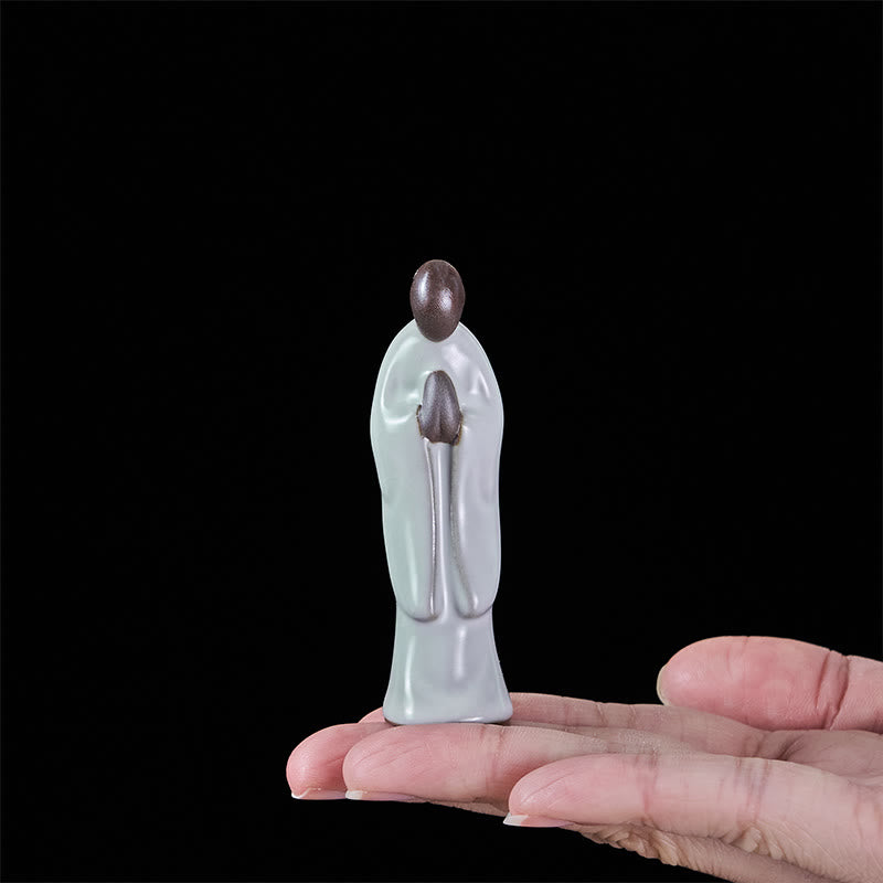 Statua in ceramica del monaco da meditazione, Buddha Stones, decorazione per la casa della serenità - image 6
