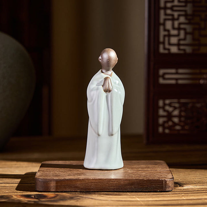 Statua in ceramica del monaco da meditazione, Buddha Stones, decorazione per la casa della serenità - image 11