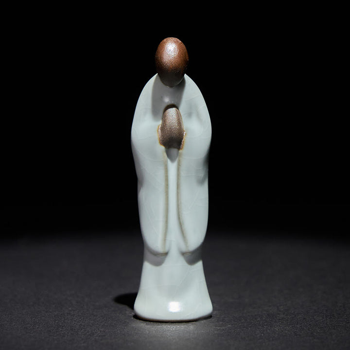 Statua in ceramica del monaco da meditazione, Buddha Stones, decorazione per la casa della serenità - image 1