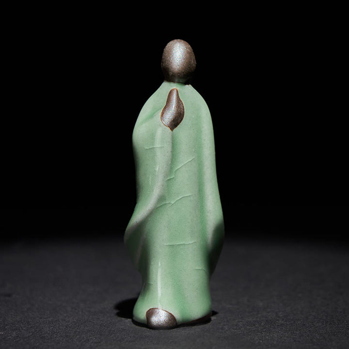 Statua in ceramica del monaco da meditazione, Buddha Stones, decorazione per la casa della serenità - Meditazione verde 3,5*2*7cm - image 41