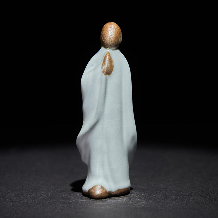 Statua in ceramica del monaco da meditazione, Buddha Stones, decorazione per la casa della serenità - Meditazione grigia 3,5*2*7cm - image 17