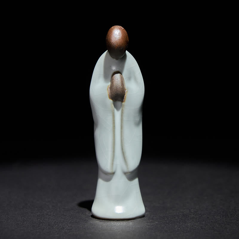 Statua in ceramica del monaco da meditazione, Buddha Stones, decorazione per la casa della serenità - image 1