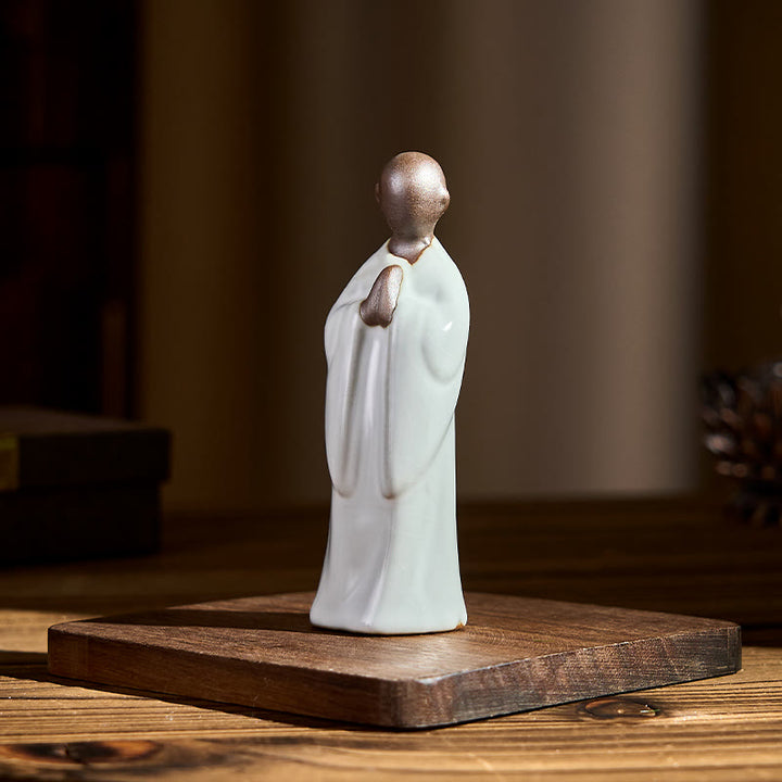 Statua in ceramica del monaco da meditazione, Buddha Stones, decorazione per la casa della serenità - image 12