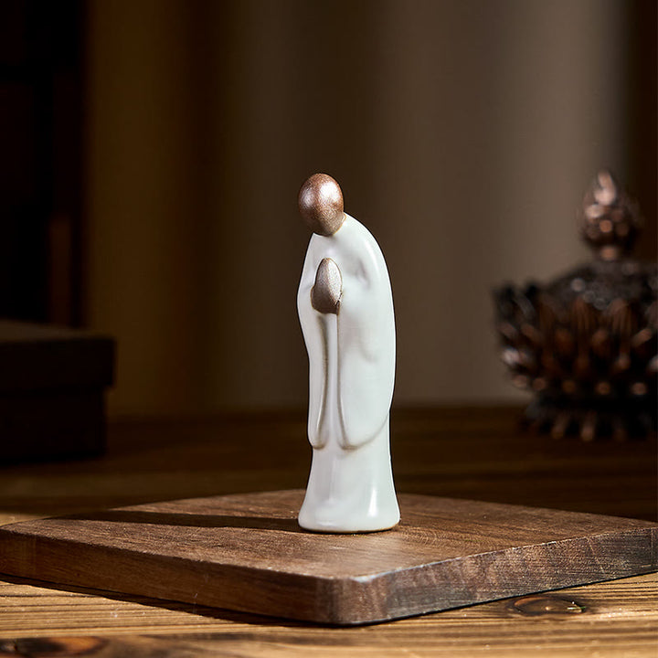 Statua in ceramica del monaco da meditazione, Buddha Stones, decorazione per la casa della serenità - image 4