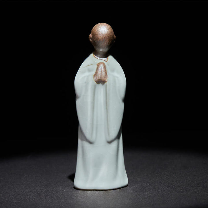 Statua in ceramica del monaco da meditazione, Buddha Stones, decorazione per la casa della serenità - Contemplazione grigia 3*3*9,5 cm - image 8