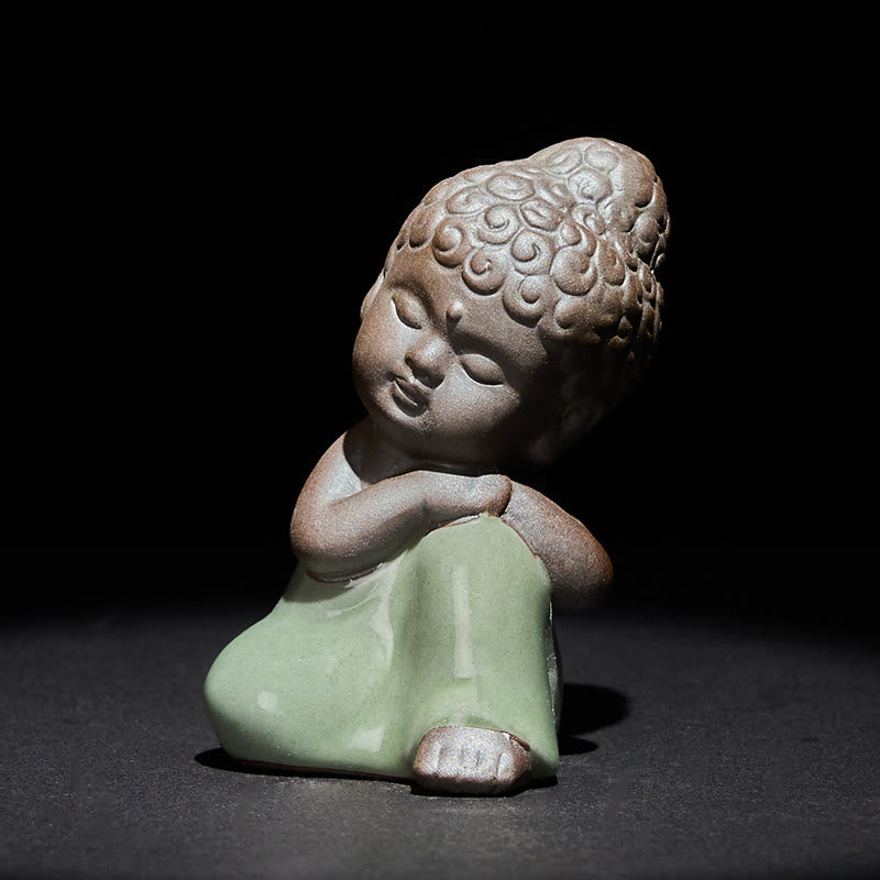 Statua in ceramica del monaco che riposa in meditazione, preghiera, Buddha Stones, serenità, decorazione per la casa - image 33