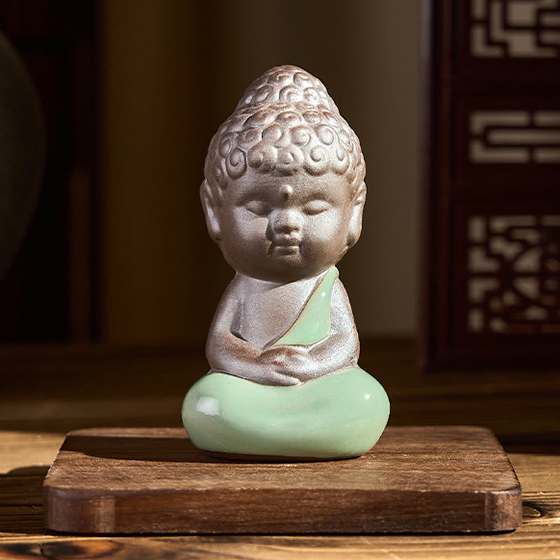 Statua in ceramica del monaco che riposa in meditazione, preghiera, Buddha Stones, serenità, decorazione per la casa - image 22
