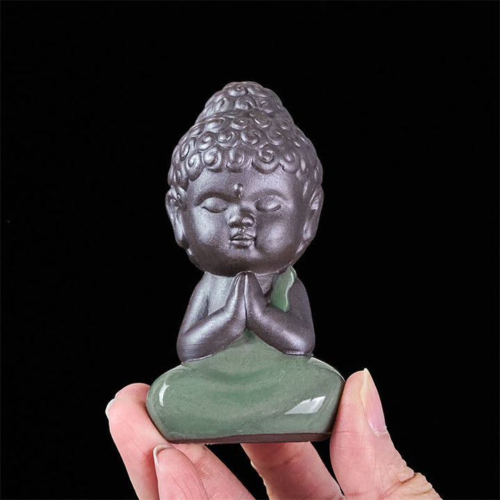 Statua in ceramica del monaco che riposa in meditazione, preghiera, Buddha Stones, serenità, decorazione per la casa - image 8