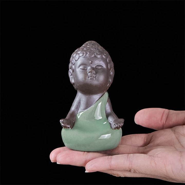 Statua in ceramica del monaco che riposa in meditazione, preghiera, Buddha Stones, serenità, decorazione per la casa - image 15
