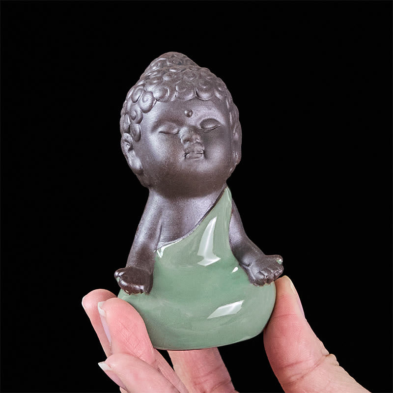 Statua in ceramica del monaco che riposa in meditazione, preghiera, Buddha Stones, serenità, decorazione per la casa - image 16
