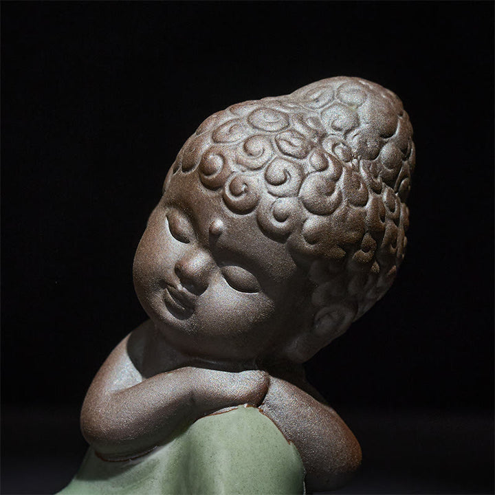 Statua in ceramica del monaco che riposa in meditazione, preghiera, Buddha Stones, serenità, decorazione per la casa - image 39
