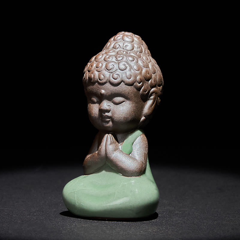 Statua in ceramica del monaco che riposa in meditazione, preghiera, Buddha Stones, serenità, decorazione per la casa - image 1