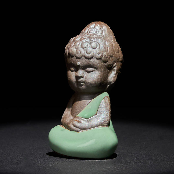 Statua in ceramica del monaco che riposa in meditazione, preghiera, Buddha Stones, serenità, decorazione per la casa - image 19