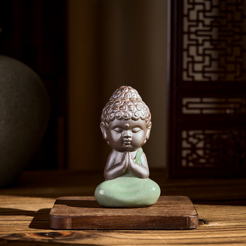 Statua in ceramica del monaco che riposa in meditazione, preghiera, Buddha Stones, serenità, decorazione per la casa - image 3
