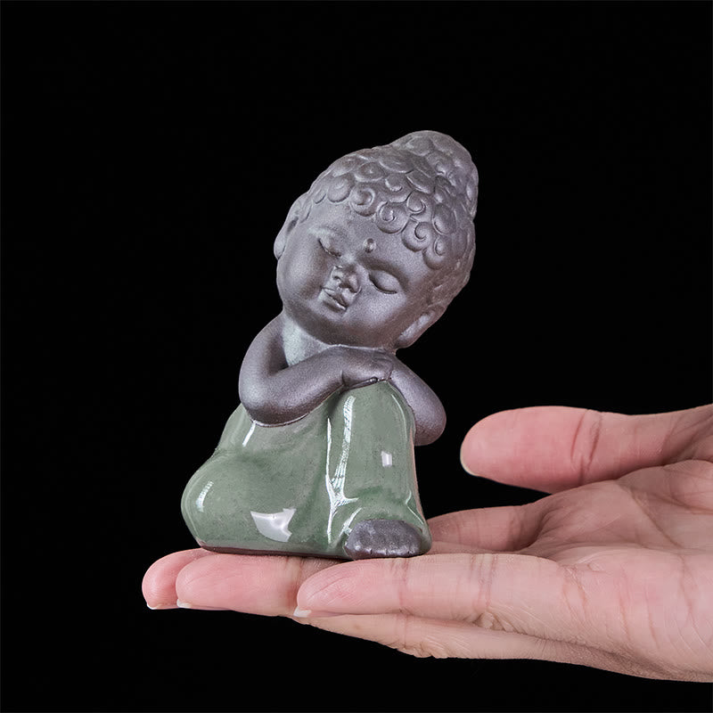 Statua in ceramica del monaco che riposa in meditazione, preghiera, Buddha Stones, serenità, decorazione per la casa - image 37