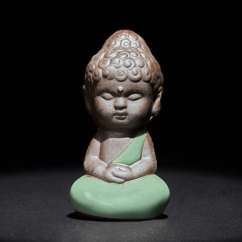 Statua in ceramica del monaco che riposa in meditazione, preghiera, Buddha Stones, serenità, decorazione per la casa - Meditazione 4,5*4,5*9cm - image 18