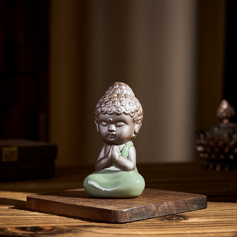 Statua in ceramica del monaco che riposa in meditazione, preghiera, Buddha Stones, serenità, decorazione per la casa - image 4