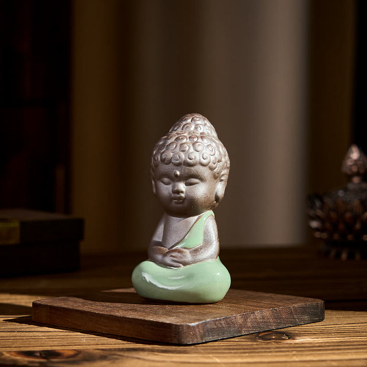 Statua in ceramica del monaco che riposa in meditazione, preghiera, Buddha Stones, serenità, decorazione per la casa - image 25