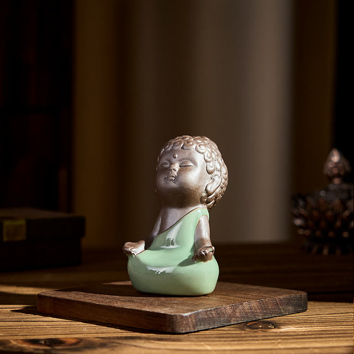 Statua in ceramica del monaco che riposa in meditazione, preghiera, Buddha Stones, serenità, decorazione per la casa - image 14