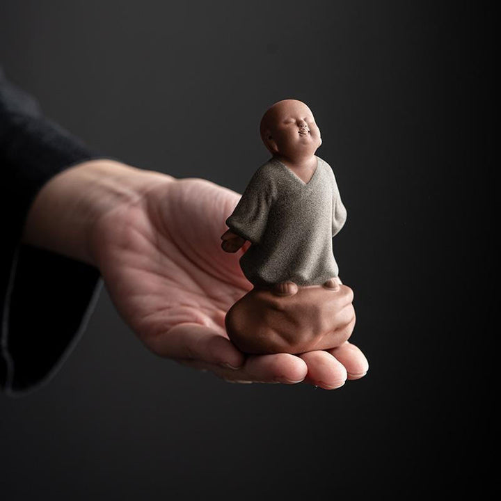 Statua in ceramica Buddha Stones che guardano in alto, monaco che riposa, compassione, decorazione per la casa - image 7