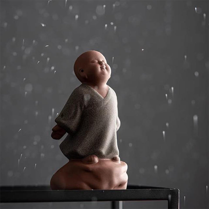 Statua in ceramica Buddha Stones che guardano in alto, monaco che riposa, compassione, decorazione per la casa - image 5